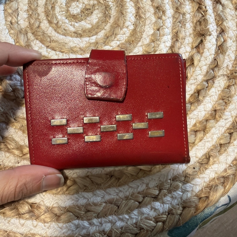 Vintage Princess Gardner RED Wallet Cowhide Metal Accent Kiss Lock